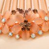Missgrace Boho Luxury Glitter Sparkly Flower Blue Pink Crystal Rhinestones Hair Side Combs Hairpins Barrettes Bride Hair Clips Accessories for Women Girls (Champagne)