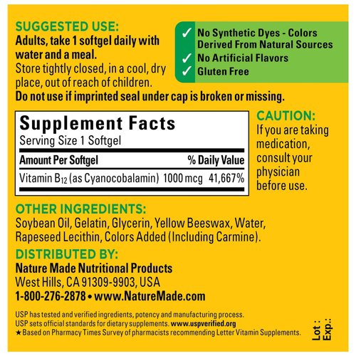 Vitamin B12 1000 mcg Softgels, 150 Count Value Size