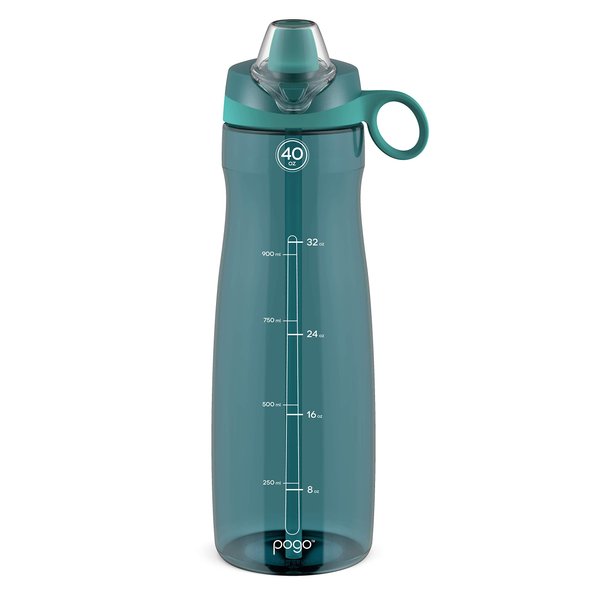 Pogo BPA-Free Tritan Plastic Water Bottle with Soft Straw, 40 Oz, Teal