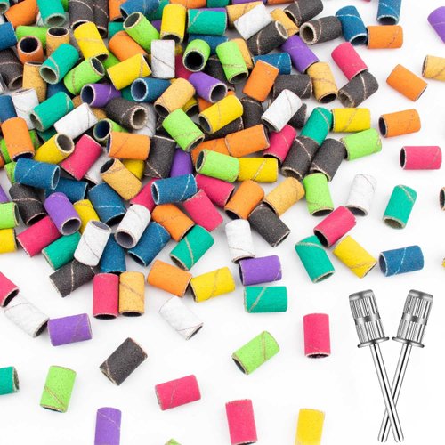 Difenni Sanding Bands for Nail Drill Nail Sanding Bands for Drill Bits 180 Fine Grit Colorful Sanding Bands for Acrylic Nails Polishing Nail Accessories Manicure Tools