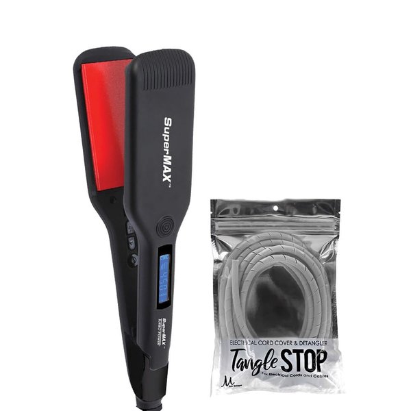 Turbo Power SuperMax Ceramic Flat Iron 2 Inch with M Hair Designs Cord Detangler (Bundle)