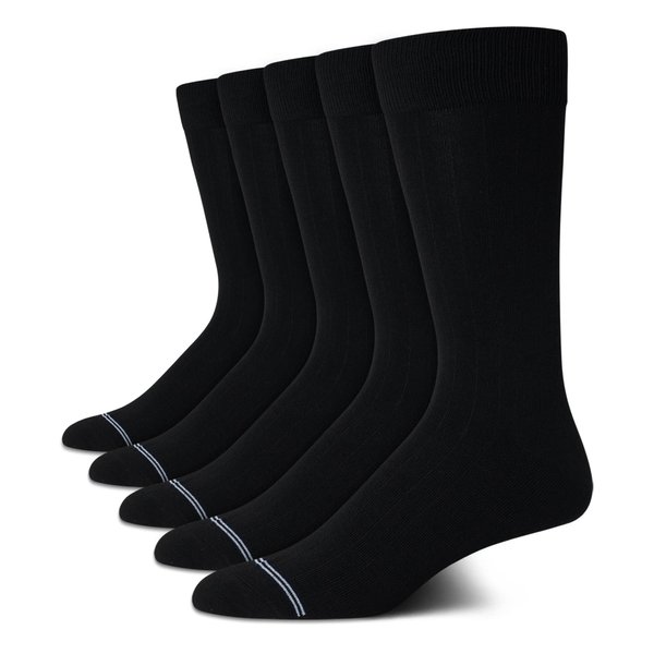 Nautica Men's Dress Socks - Lightweight Crew Socks (5 Pack), Size 6-12.5, Black Mini Rib