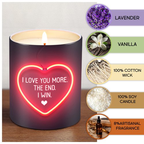 TEEZWONDER Anniversary Wedding Gifts, Couple Gifts for Him, Her, Gifts for Men, Women, Husband, Wife, Boyfriend, Girlfriend Valentine, Christmas, Birthday Gifts, Vanilla Lavender Scented Candles10oz
