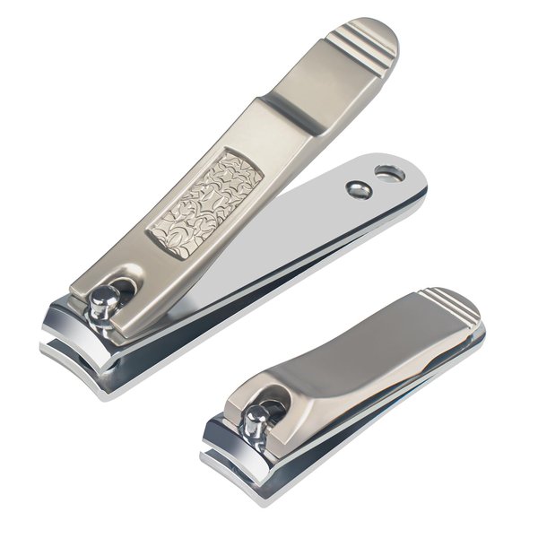 SUTOUG Nail Clippers Set 2 PCS, Strong and Sturdy Nail Clippers for Thick Nails for Fingernails and Toenails, Stainless Steel Nail Clippers for Men and Women