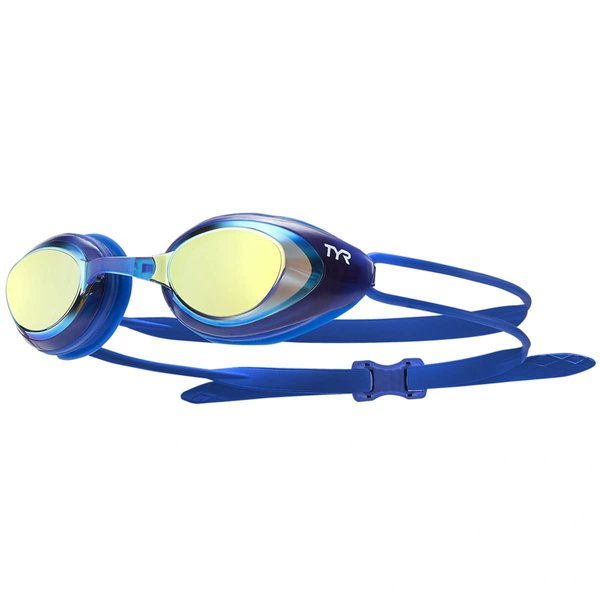 TYR Blackhawk Racing Mirrored Googles, Silver/Blue/Black, One Size