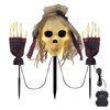 3 Pcs Halloween Pathway Lights Outdoor, 30 LEDs Halloween Skull and Arms Stake Lights for Halloween Outdoor, Yard, Lawn, Garden, Patio Decorations
