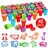 Gejoy 40 Pieces Wild Animal Stampers Multicolor Jungle Safari Animals Stamps Self-Ink Stampers for Party Supplies (Classic Style)