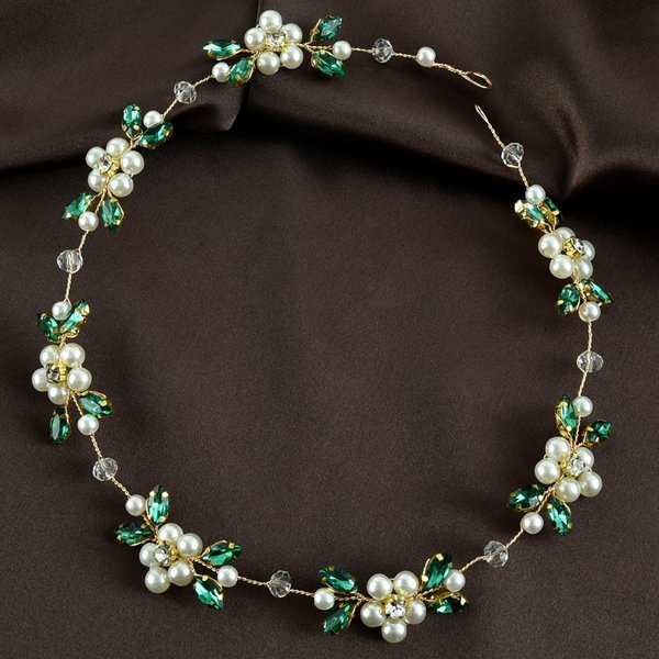 yuruyi Floral Crown Garland for Women, Adjustable Flower Crown Hair Wreath Headbands for Wedding Festival Floral Handpiece, Hair Accessories for Girls (Green, Adjustable)