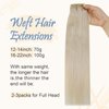Easyouth Weft Hair Extensions Platinum Blonde Human Hair 22inch Sew in Hair Extensions Real Human Hair Double Weft Blonde Hair Extensions Sew in Extensions 100g