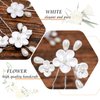 Foryysa Bridal Wedding Hair Pins for Women White Flower Headwear Pearl Leave Elegant Handmade Sparkly Bride Design (3 pcs)