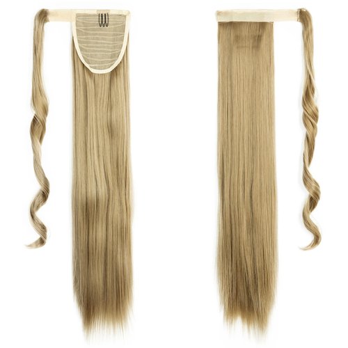 OMGREAT 24" Ponytail Extension Long Straight Hair Extensions for Women Wrap Around Ponytail Hairpiece Synthetic Pony Tail (Ash Blonde)