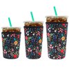 YR Reusable Neoprene Insulator Sleeve for Iced Coffee Cups, 3 Pack Coffee Coolies sleeves for Iced & Hot Drinks, Cold Beverage Cooler Compatible with Starbucks Dunkin Coffee and More