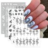 5 Sheets Black Snake Nail Art Stickers White Black Flower Big Snake Nail Decals Red Love Heart Nail Art Supplies Butterfly Star Moon Leaf Nail Art Design Decoration Accessories for Women Manicure