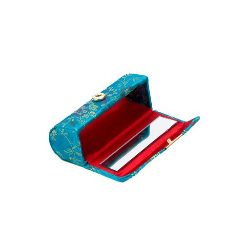 Leadigol 7PCS Ladies Lipstick Case,Floral Lipstick Case Holder with Mirror, Silky Satin Fabric Lipstick Box Cosmetic Storage Kit Embroidered Gift Pouch