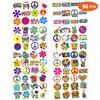 8 Sheets (96PCS) 60s Temporary Tattoos Theme Tie Dye Hippie Birthday Party Decorations Favors Supplies Stickers For Adults Kids Gifts Classroom School Prizes Rewards