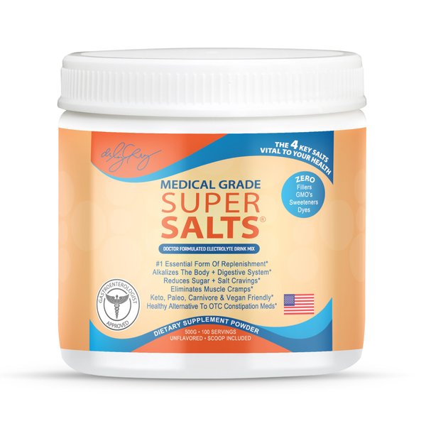 Dr. Liz Cruz Super Salts - Electrolytes Powder, Hydrating Powder w/Sodium Bicarbonate, Fasting Electrolytes to Curb Sugar & Salt Cravings, No Sugar, Gluten & Artificial Flavorings, 500g