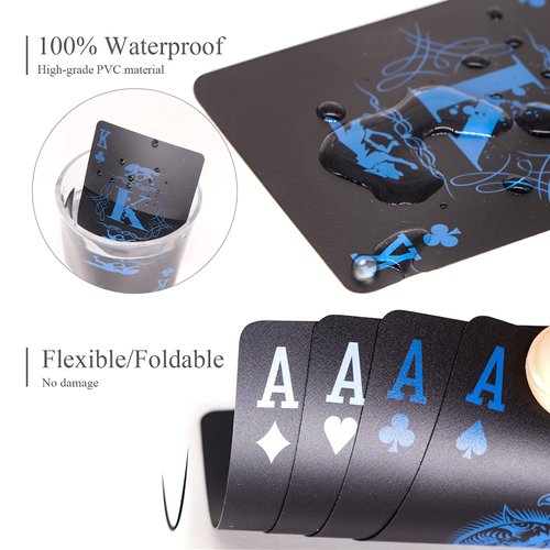 ACELION Waterproof Playing Cards, Plastic Playing Cards, Deck of Cards, Gift Poker Cards (Black Wolf)
