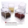 Clear Seasoning Rack Spice Pots by AIQI - 4 Piece Acrylic Seasoning Box - Storage Container Condiment Jars - Cruet with Cover and Spoon