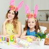 QDTK Easter Bunny Ears Headband Cute Spring Flower Crown Head Band Floral Rabbit Fairy Headpiece for Easter Birthday Party for Women and Girls