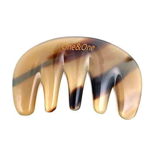 One&One Multifunctional Horn Bone Scalp Gua Sha Comb, Handheld Massage Comb for scalp.