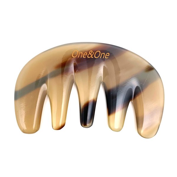 One&One Multifunctional Horn Bone Scalp Gua Sha Comb, Handheld Massage Comb for scalp.