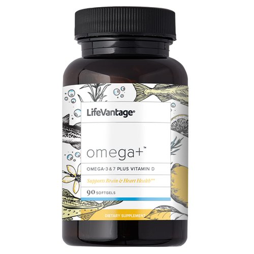 LifeVantage Omega+ Supplement, 90 Softgels, Powerful 3-in-1 Blend of Omega-7, Vitamin D and Omega-3 Supplement. Support Brain Health, Cardiovascular Health, Skin Health, and The Immune System*