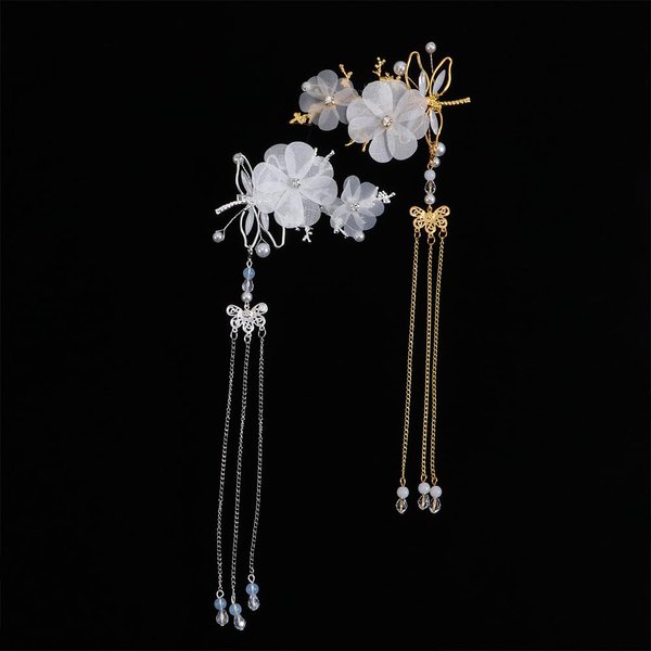 Leadigol Fashion Accessories Wedding Traditional Hair Clip Dragonfly Hairgrip Headwear Hairpin Long Tassel Hair Styling Accessories(4 pcs)