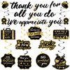 Black Gold We Appreciate You Decorations Thank You Banner with Appreciate Hanging Swirls Thank You For All You Do Decor for Teacher Doctor Nurse Employee Staff Graduation Appreciation Party Supplies