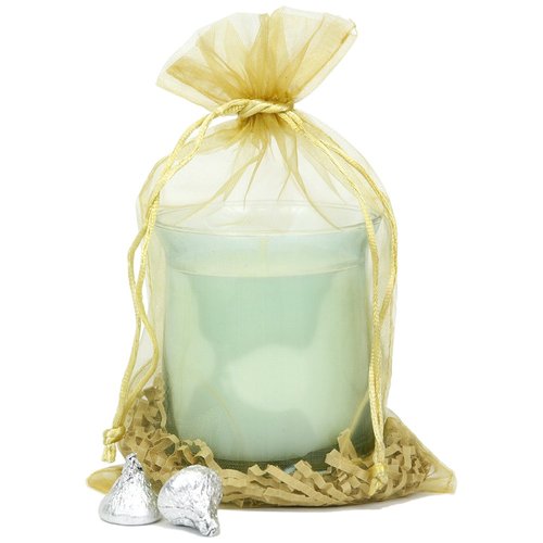 30 Designer Organza Fabric Gift Bags and Gift Pouches Party Gift Bags Gold 5.5" x 9"