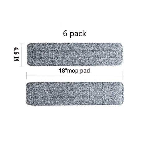 YOUSHANGJIA Mop Pads 18 inch mop Pads Replacement 6 Pack mop Head Replacement mop Refills Washable Microfiber Pads