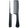 G.B.S 6 Pieces Black 5in Course Fine Pocket Rat Tail Comb Palm Portable Beard Shower Shampoo, Scalp Massage Brush 8.5in Comb 8.5in Tangle Travel Light Weight Head Scrubber