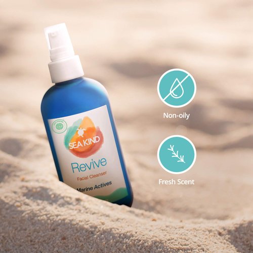 Revive Facial Cleanser, Natural Face Wash with Marine Actives (Sea Kelp), Aloe Vera and Natural Skin Nourishing Ingredients, Gentle, Non-Drying and Non-Oily, Vegan Face Wash for Women and Men, 8 fl oz