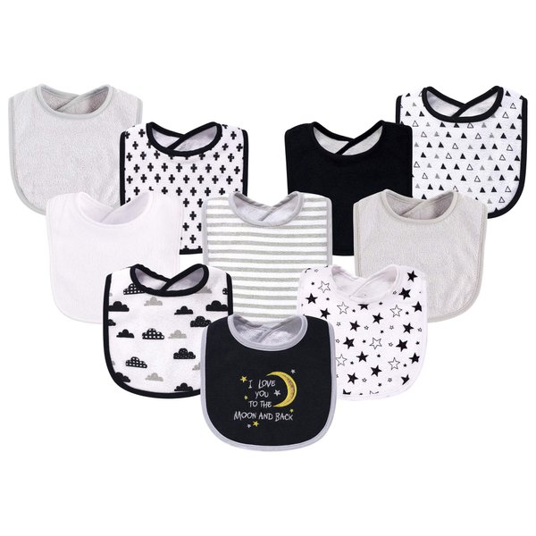 Hudson Baby Unisex Baby Cotton and Polyester Bibs, Moon And Back, One Size