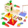 OAKJAR 8 in 1 Wooden Montessori Baby Toys for 1 2 3 Year Old, Toddler Learning Toys Play Kit, Coin Box, Carrot Harvest, Christmas, Birthday Gift for Babies 6-12 Months.