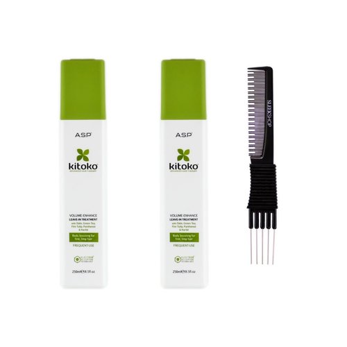 yper Asp Kitoko Volume - Enhance Leave - In Treatment (8.5 oz) with Teasing Comb Pack 2