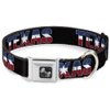 Dog Collar Seatbelt Buckle Texas Star Black White Blue Red 16 to 23 Inches 1.5 Inch Wide