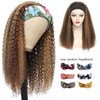Ombre Highlight Headband Wig Human Hair #4/27 Colored Kinky Curly Headband Wig for Black Women Glueless None Lace Front Human Hair Wigs Brazilian Virgin Hair Wear and Go Wigs 150% Density 22 Inch