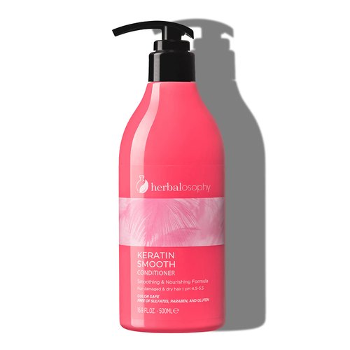 16.9 Fl Oz Keratin Conditioner, Smoothing, Nourishing & Moisturizing Formula for Damaged and Dry Hair, Extra Strength Hydrate & Repair for Color Treated Hair, Anti Frizz, Free of Sulfate, Parabens and Gluten