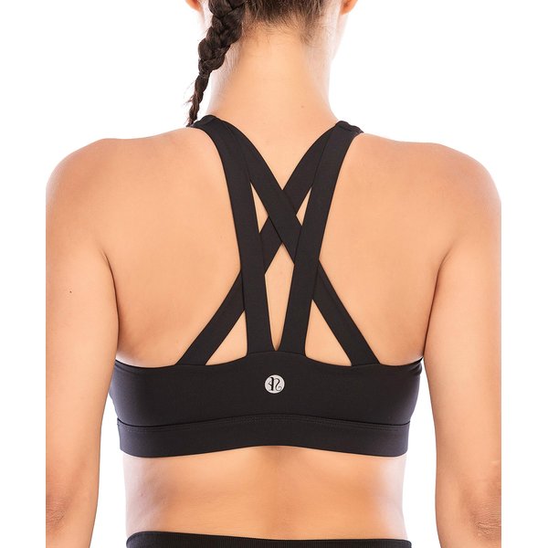 RUNNING GIRL Sports Bra for Women, Criss-cross back Padded Strappy Sports Bras Medium Support Yoga Bra with Removable Cups (WX2575.Black-1, M)