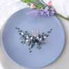 Kercisbeauty Boho Wedding Bridal Crystal Hair Comb Clips Navy Blue Green Beads Headpiece Pins Silver Headpiece Women's Dancing Ball