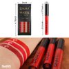 3Pcs Dark Red Rose Red Matte Liquid Lipstick Sets, Matte Dark Red Lipstick Lip Stain Waterproof Lip Gloss Gift Set Makeup Lipstick Kit 05