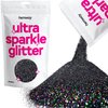 Hemway Premium Ultra Sparkle Glitter Multi Purpose Metallic Flake for Nail Art, Cosmetic Graded, Makeup, Festival, Party, Hair, Body and Eyes 100g / 3.5oz - Black Holographic