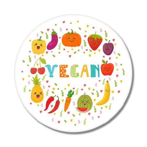 GT Graphics Vegan Veggies Fruits Circle - 8" Vinyl Sticker - for Car Laptop I-Pad - Waterproof Decal