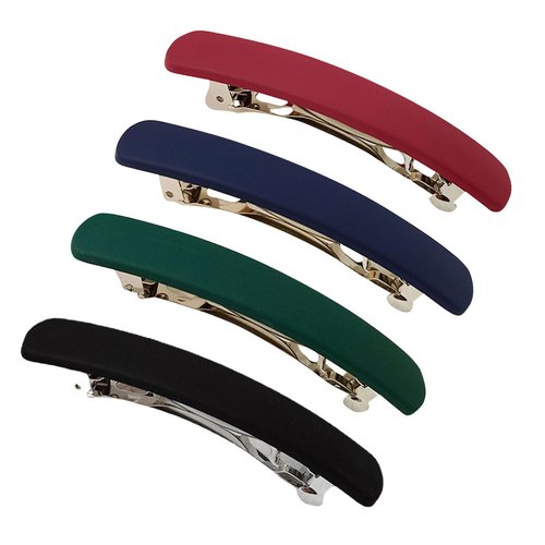 4 Pack Matte French Hair Barrettes Flat Hair Clips For Thick,Kinky,Curly,Voluminous Hair Strong Hold Hair Clips Cute Hair Styling Clips Ponytail Metal Hair Clasps for Women Girls (Assorted colors)