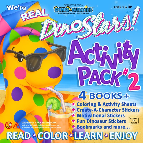 Dino-Buddies® Coloring & Activity Pack #2 - Cute Dinosaur Coloring Book with Stickers, Make-A-Face & Motivational Sheets - Activities for Kids Ages 3+