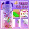 Decorate Your Own Water Bottle Kits for Girls Age 4-12, Unicorn Toys for Girls Age 4-6 Painting Crafts Kit, Clay Beads Bracelet Making Kit, Birthday Gifts Toys for Ages 6-12 (Unicorn)
