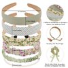 7 Pcs Fashion Headbands for Women with Satin Scrunchies Green Headbands for Girls Pearl Headbands for Women Trendy Padded Headband Thin Headbands for Women Croquette Aesthetic Cute Accessories