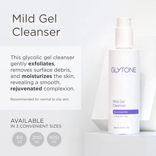 Glytone Mild Cream Cleanser with 3.4 Free Acid Value Glycolic Acid, Glycerin, Creamy for Dry Skin, Citrus Oil, Exfoliate and Moisturize, 6.7 oz