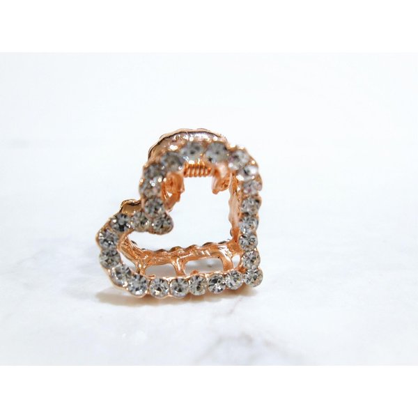 Generic Small mini rose gold heart shaped hair claw clip with crystals