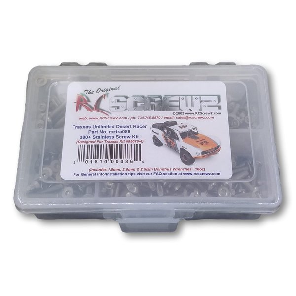 RCScrewZ Stainless Steel Screw Kit for Traxxas Unlimited Desert Racer. Replacement for RC Car Rusted and Stripped Screws, Quality Upgrade, Assembled in USA. 380+ piece for Traxxas Kit 85076-4 -tra086